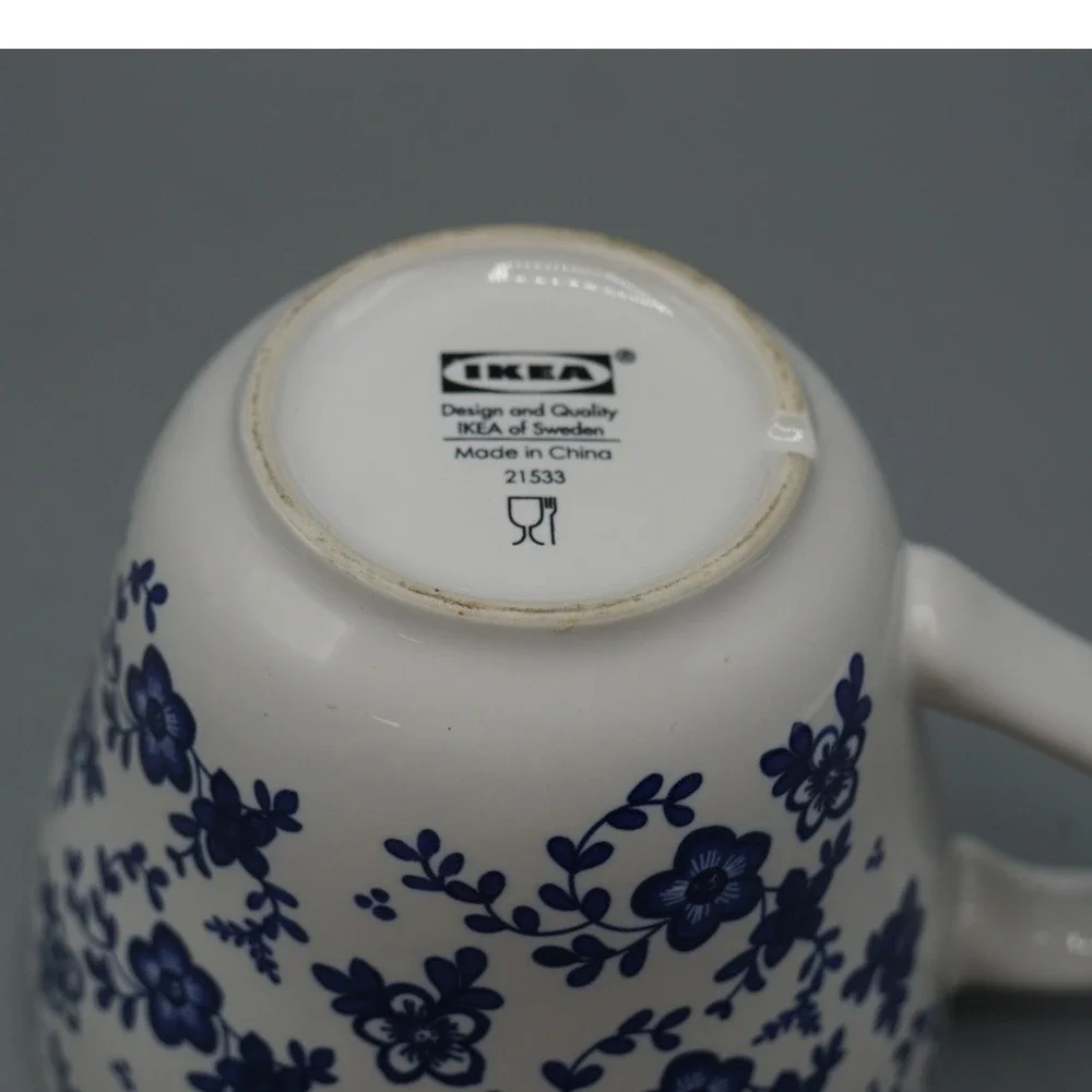 IKEA Promenad Mug Blue White Floral Porcelain Coffee Cup 21533 Scandinavian
